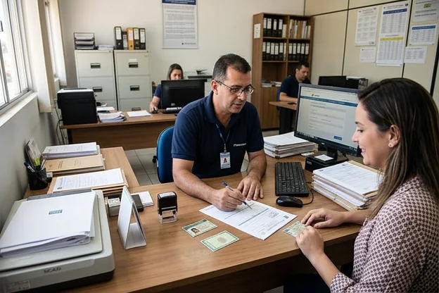 Cliente recebendo orientação sobre renovação da CNH.